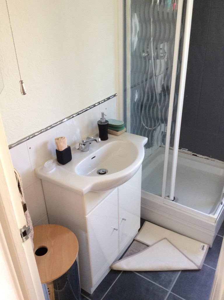 Mobile home replacement bathroom before