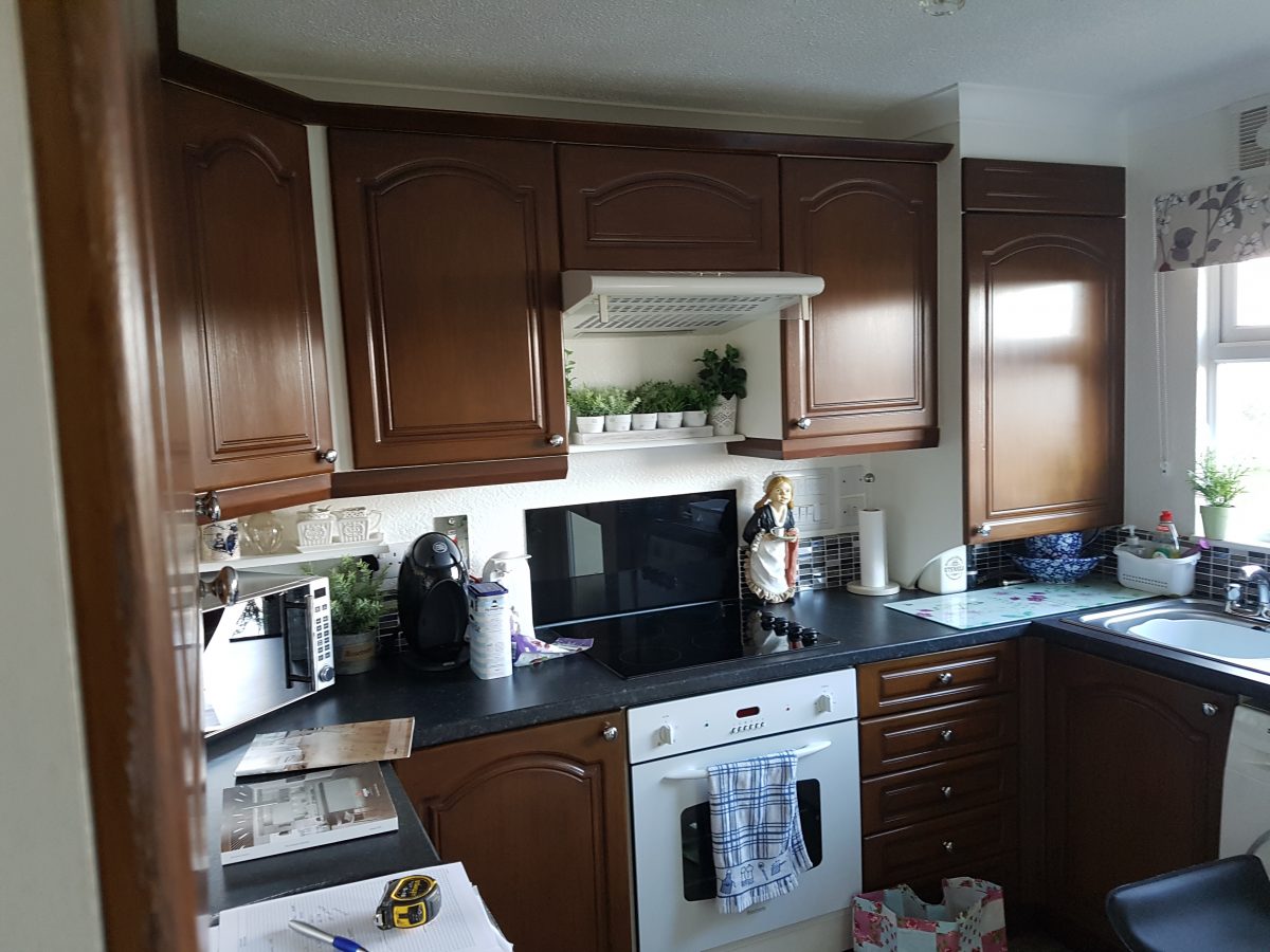 Park home kitchen refurbishment before